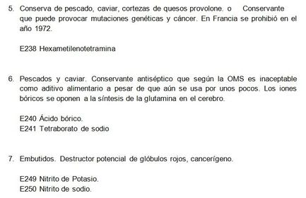 Conservantes peligrosos