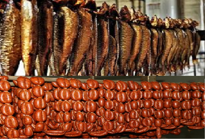 Proceso de salazon, azucarado, curado, ahumado y acidificado