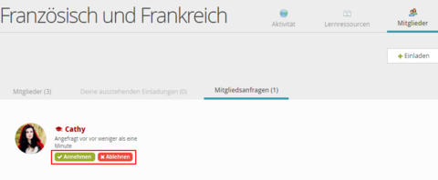 Mitgliedsanfragen annehmen
