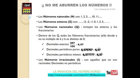 CLASIFICACIÓN DE LOS NÚMEROS REALES