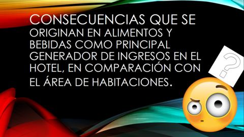 Consecuencias que se originan en Alimentos y Bebidas como principal generador de ingresos en el hotel, en comparación con el Área de Habi...