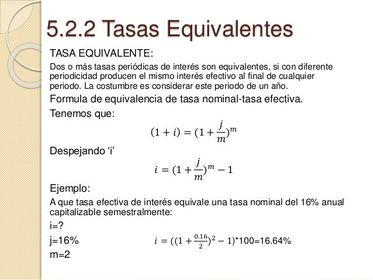 CONCEPTO TASAS EQUIVALENTE