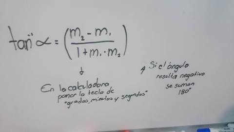 Fórmula para sacar los ángulos
